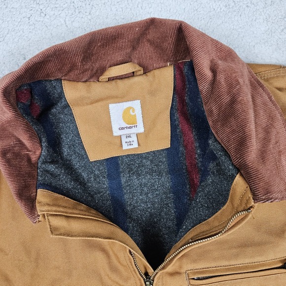 Carhartt (Men's 2XL) Brown Detroit Jacket Duck Blanket Lined Zip Coat 103828 BRN